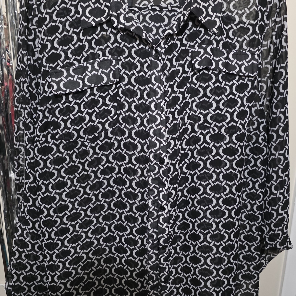 Lane Bryant Black and White Button Down Shirt